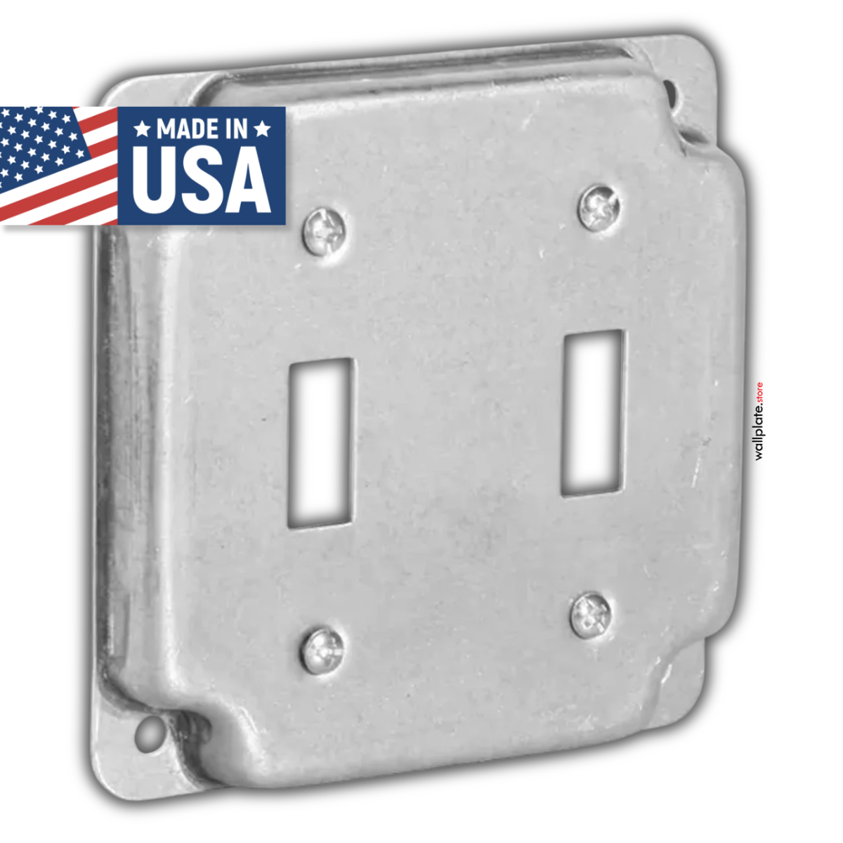 4 inch Square Galvanized Steel Double Toggle Switch Electrical Box Cover