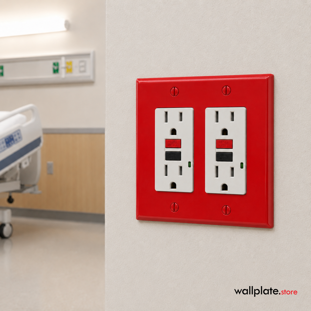 51402 - Wallplate.store - 2 gang GFI, standard size, red painted metal wallplate