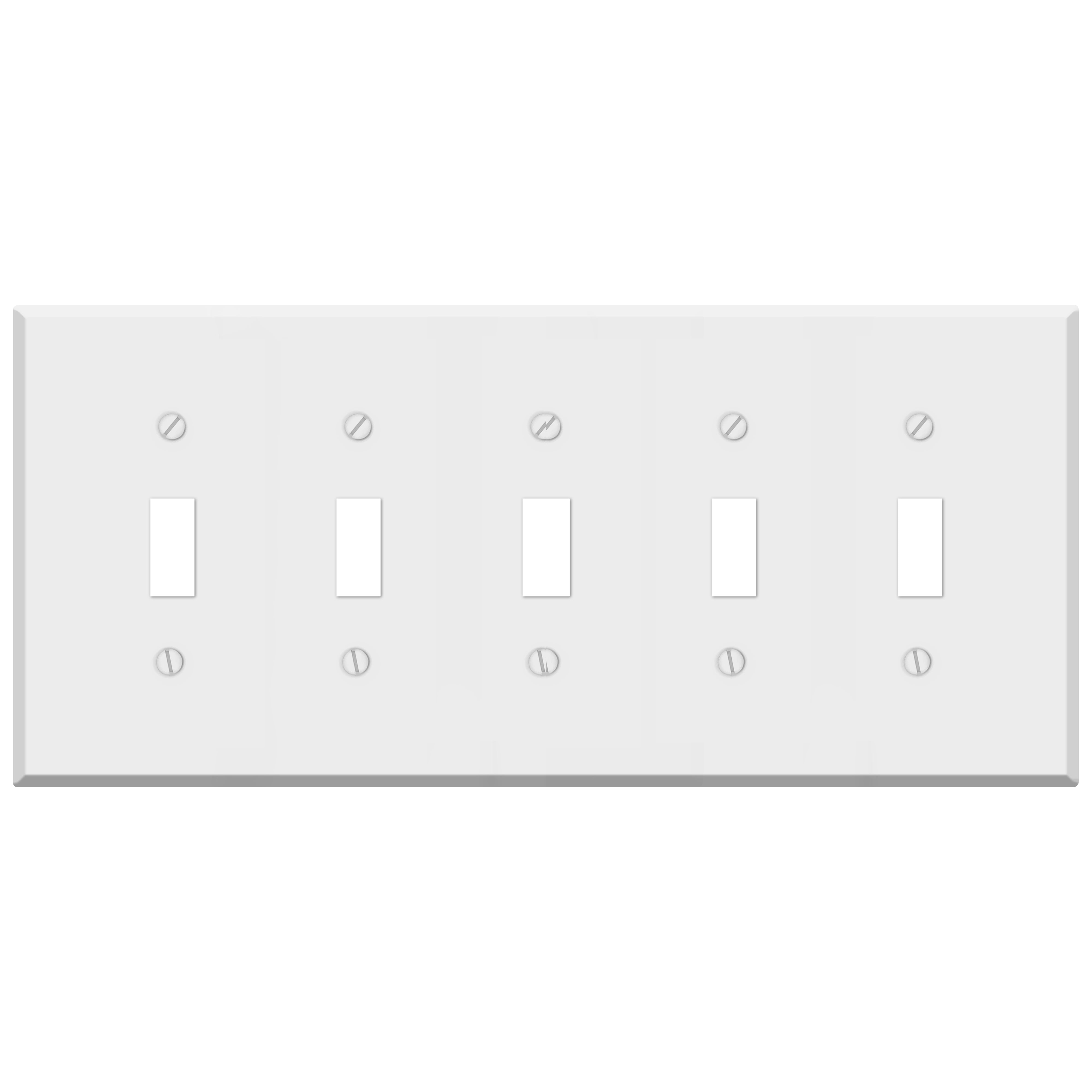 5 Gang White Metal Toggle Switch Wall Plate Cover
