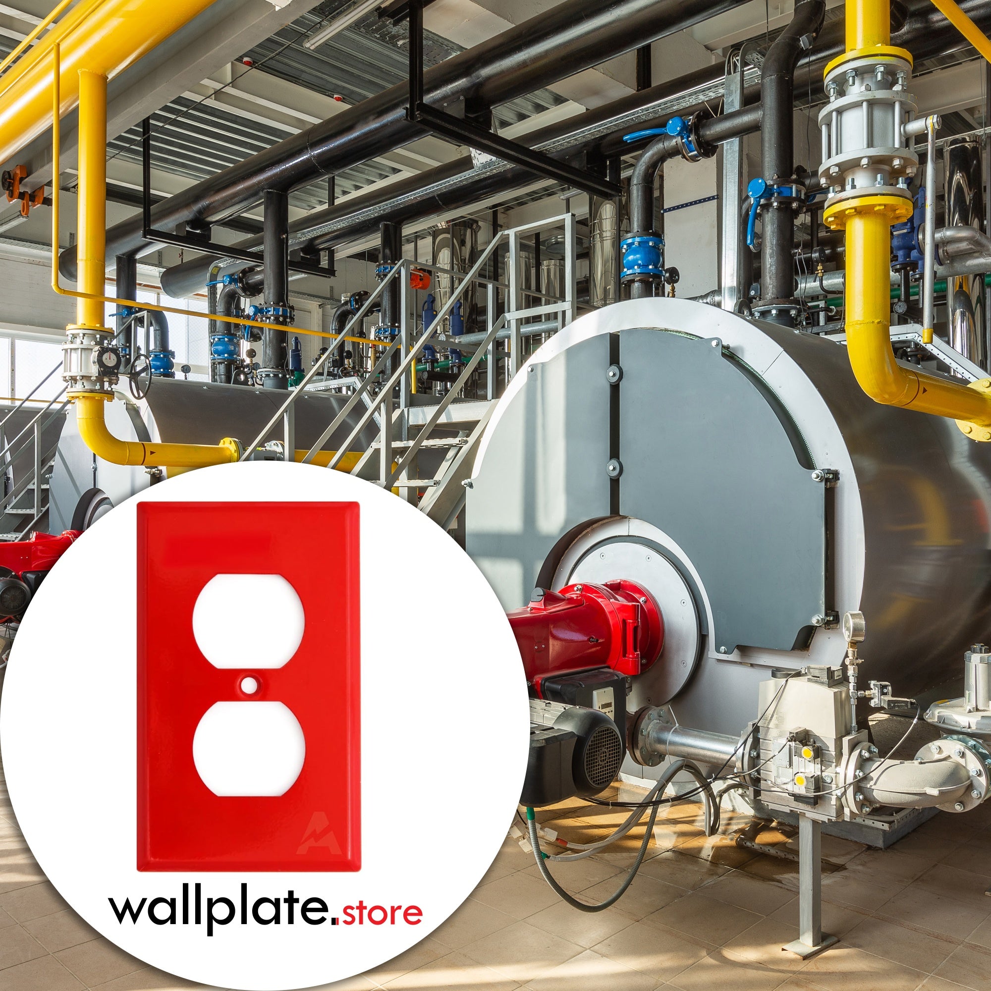 Red 1-Gang Duplex Receptacle Metal Wall Plate — Made in USA