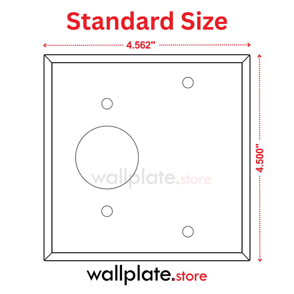 2-gang Gray Metal Wallplate with (1) single receptacle opening (1.405 in. ID) (1) blank, standard size - Dimenstions