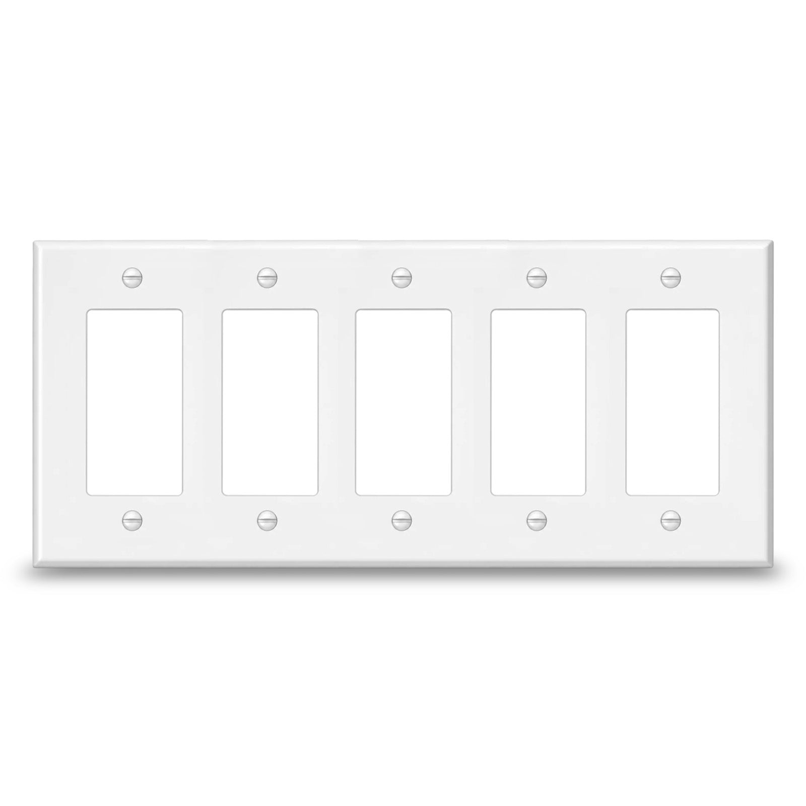 5 Gang White Metal Decora® Style Rocker GFCI Switch Wall Plate Cover