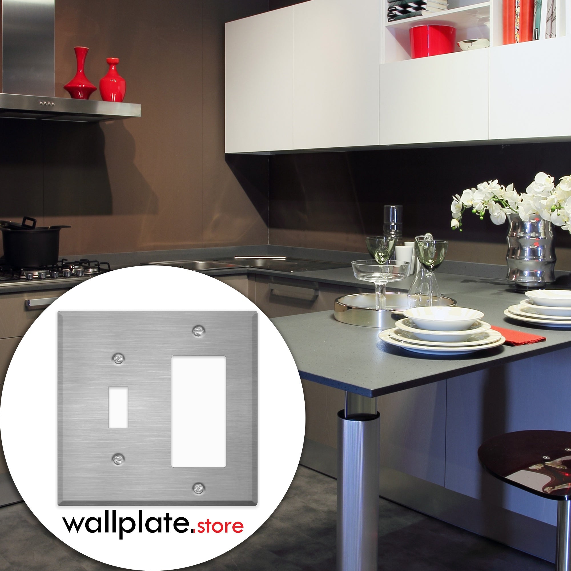 2 Gang Stainless Steel Toggle and Rocker Switch Wall plate