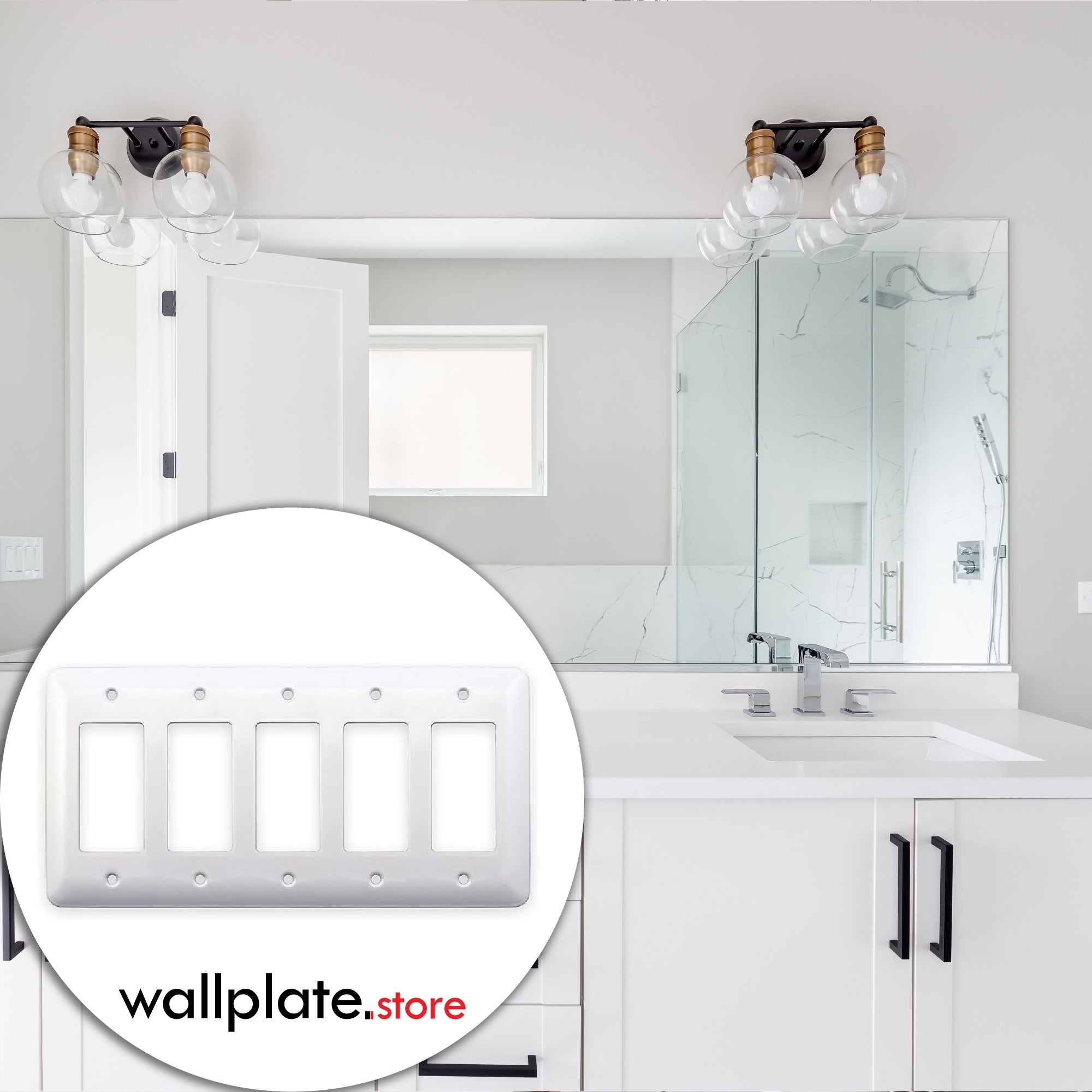 5-Gang Princess Size Decora® Rocker/GFCI Switch Wall Plate – Made in USA