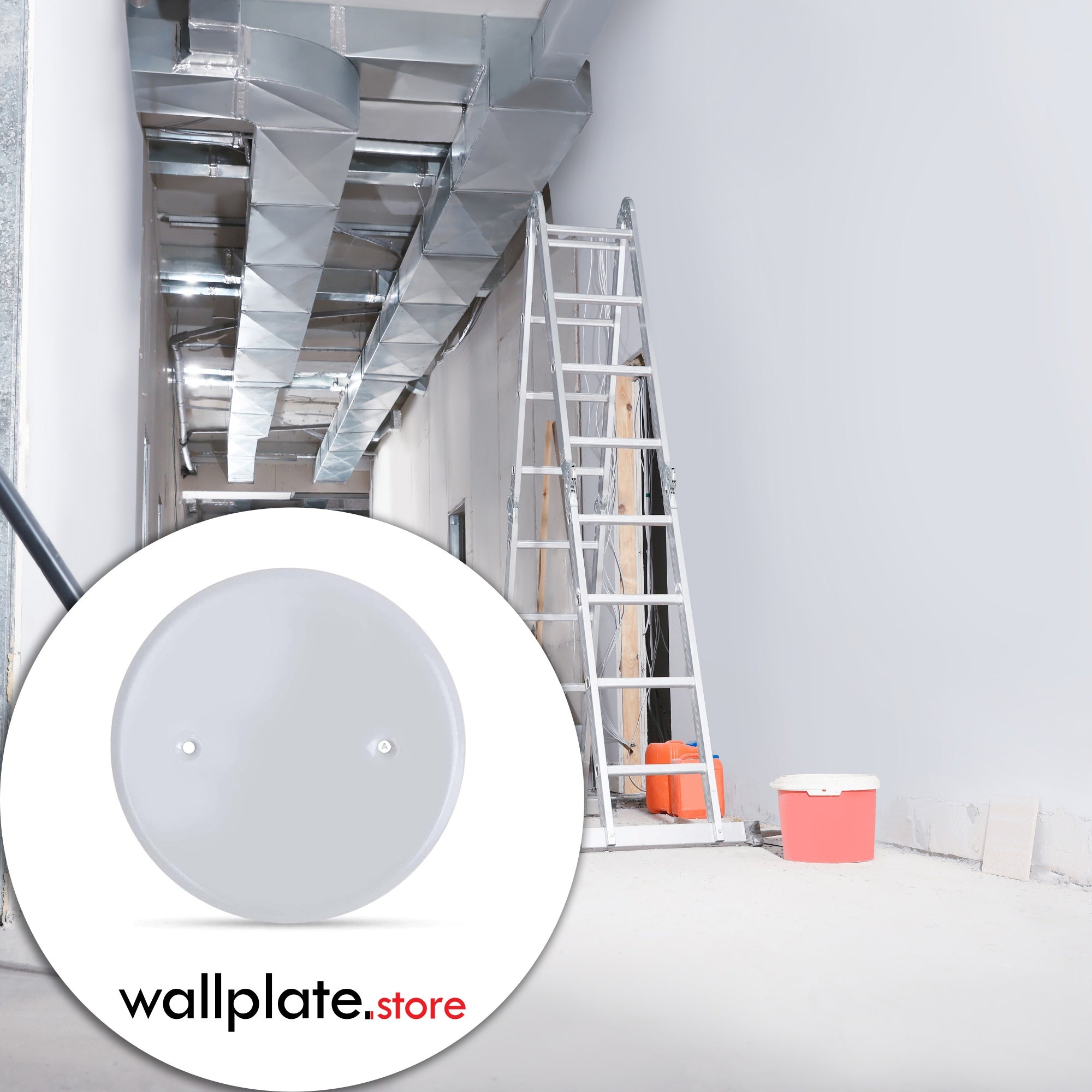 5" White Flat Canopy, two screw holes 2.75 inches apart, With Matching Screws