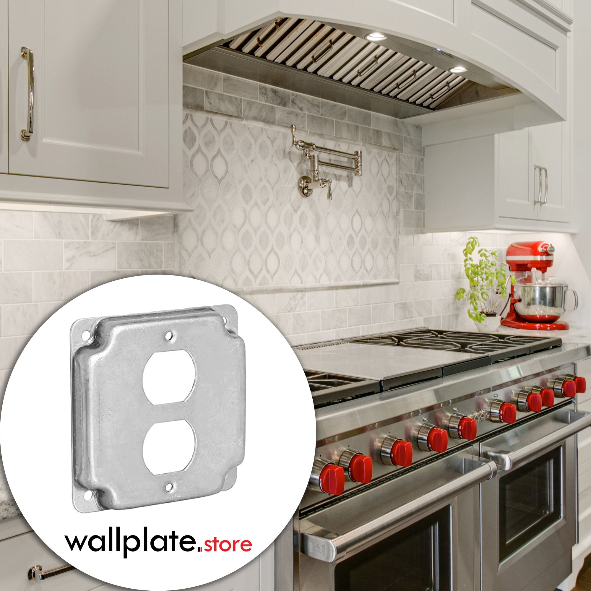 4 inch Square Galvanized Steel Duplex Receptacle Electrical Box Cover