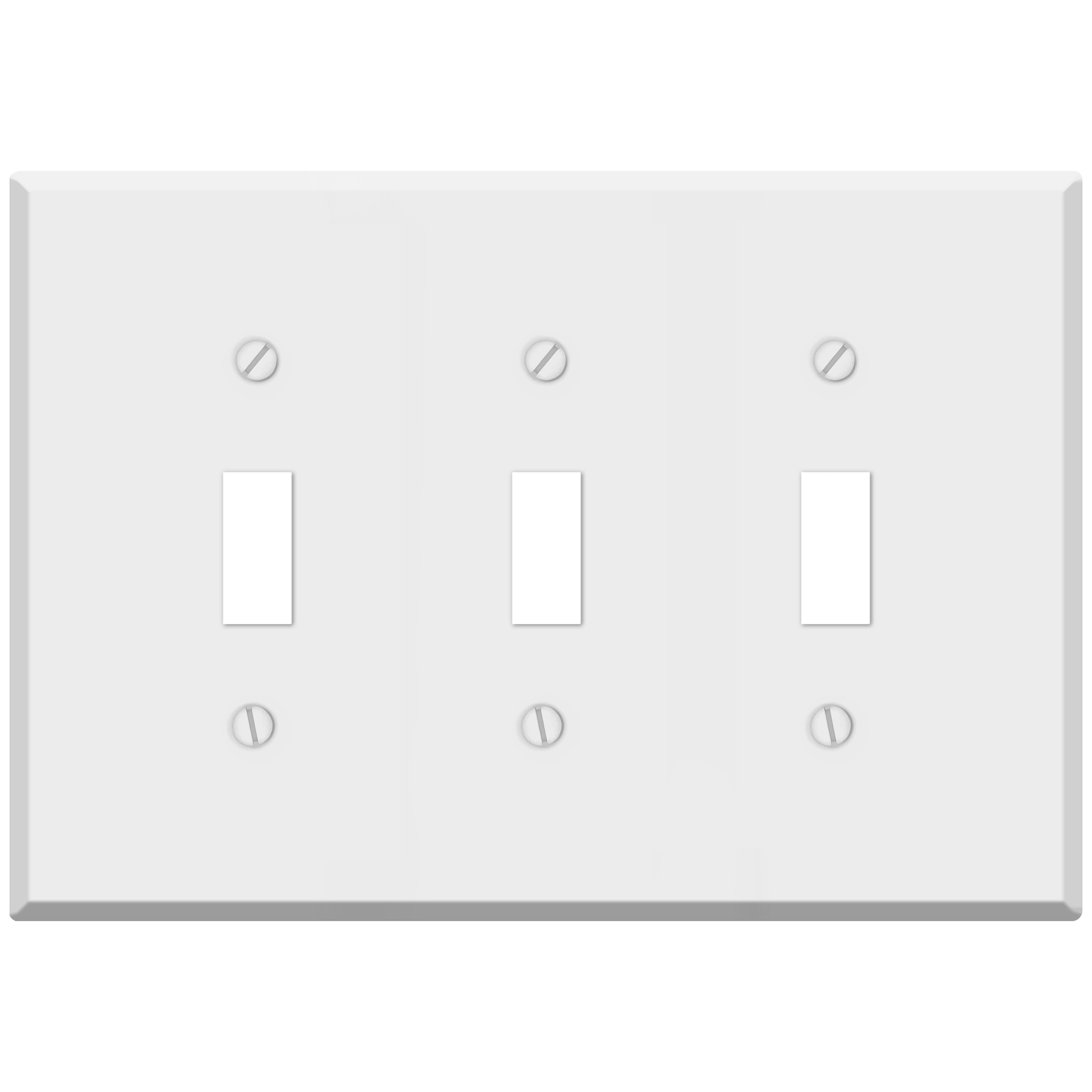 3 Gang White Metal Toggle Switch Wall Plate Cover