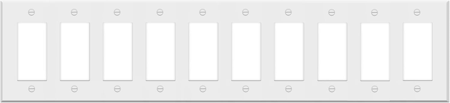 10 Gang White Metal Rocker Switch Wall Plate