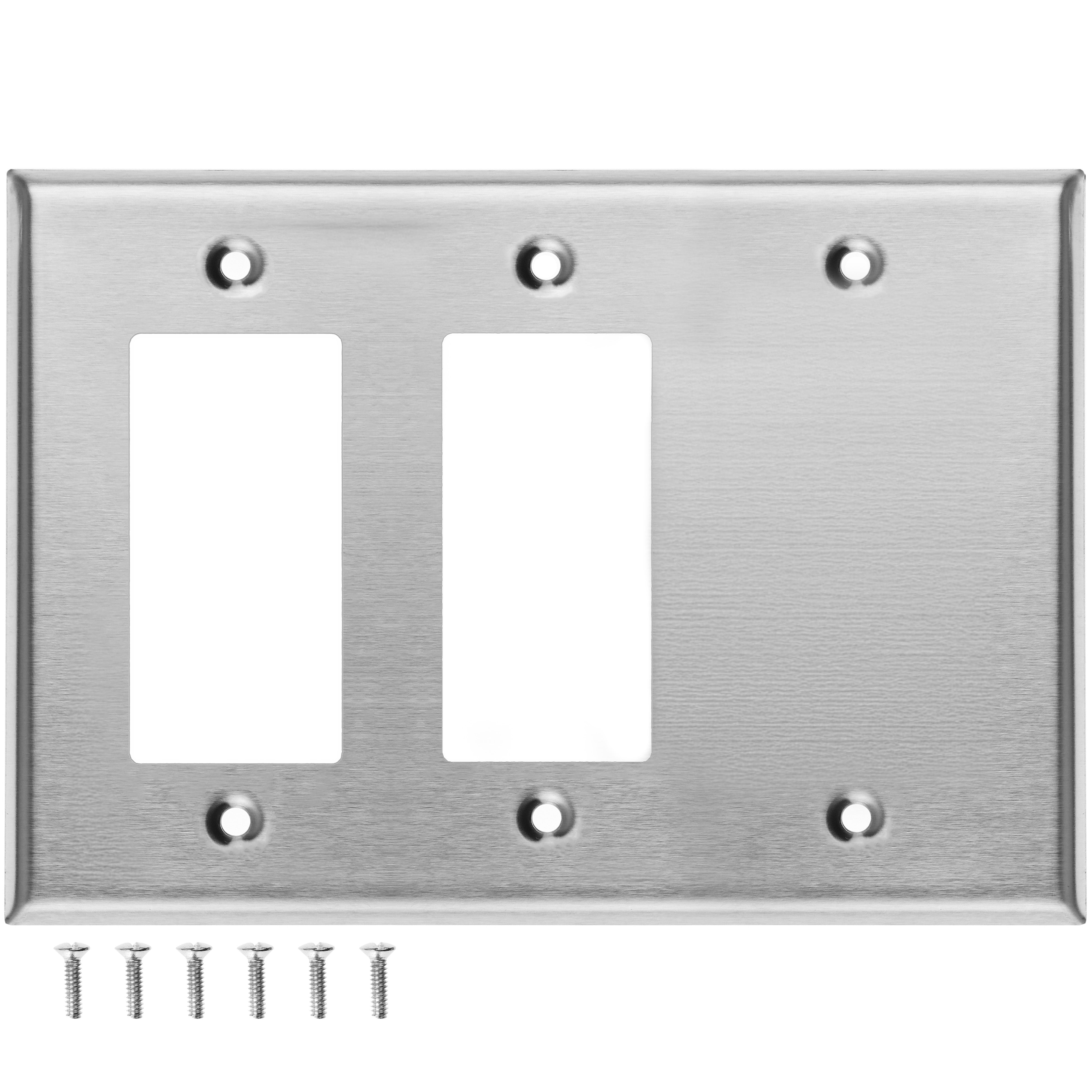 3 Gang standard Size Stainless Steel 2 Rocker Switch and 1 Blank Wall Plate