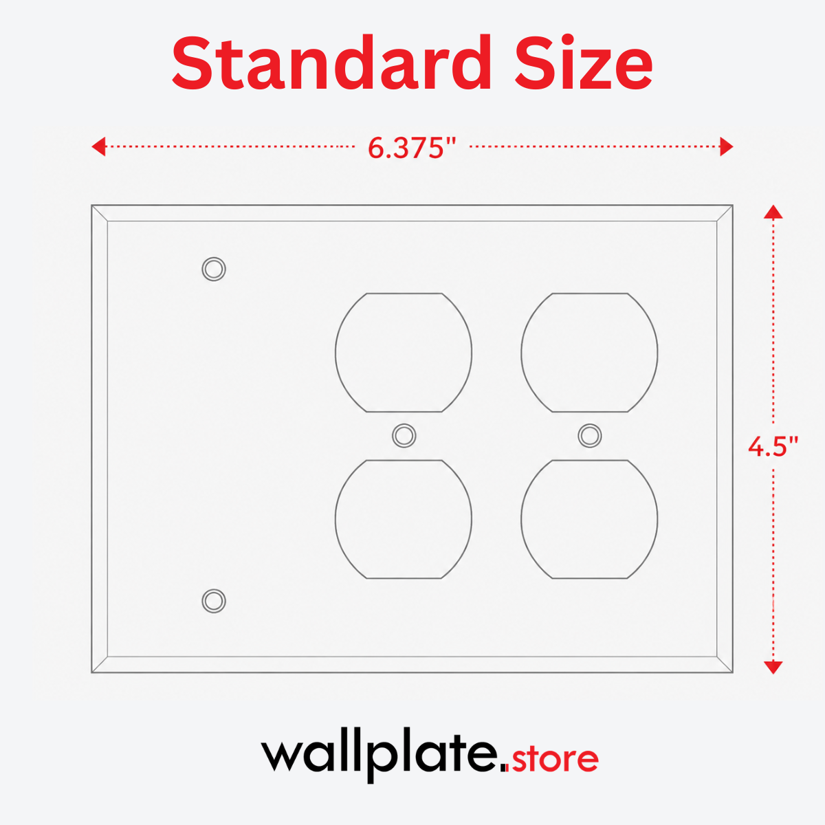 3-Gang, Standard Size, 1 Blank and 2 Duplex, White Semi-Gloss Finish Plate Cover - Made in USA