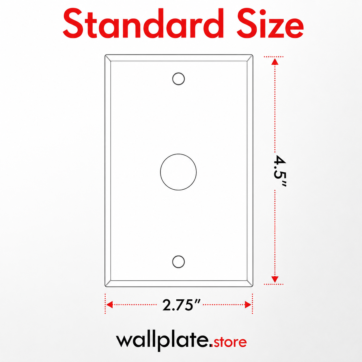 1 Gang White Metal Wall Plate with 5/8" Center Hole - Doorbell Cover Plate - Made in USA