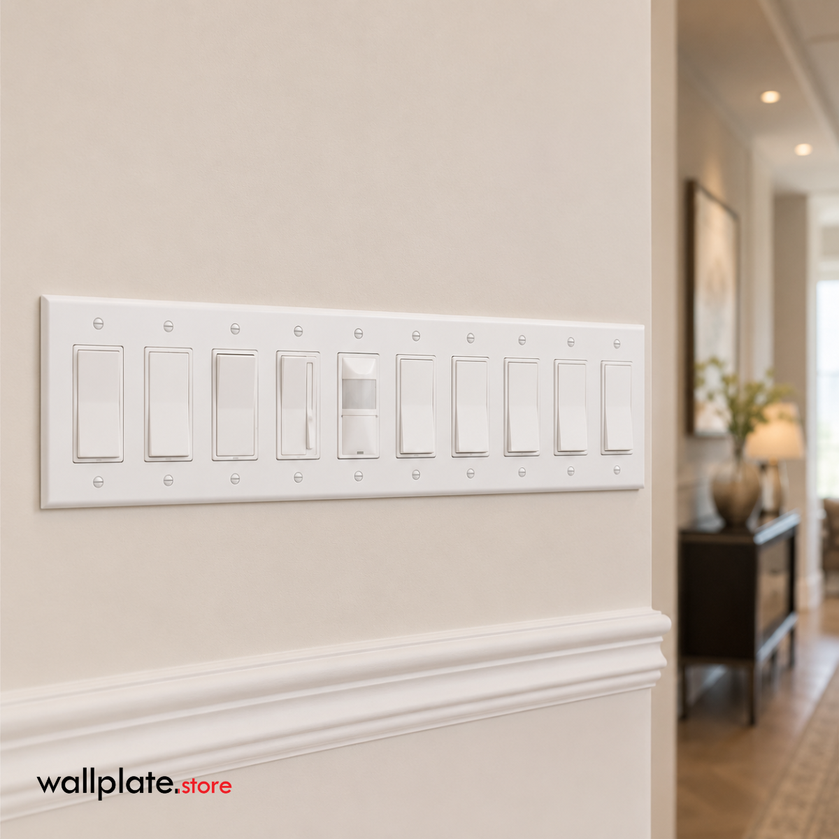 10 Gang White Metal Decora® Style Rocker GFCI Switch Wall Plate Cover