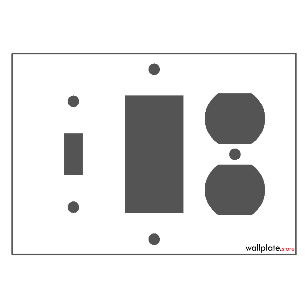 3-Gang, Standard Size, 1 Toggle Switch, 1 Single Rocker/GFI and 1 Duplex Receptacle, White Semi-Gloss Finish Plate Cover - Made in USA