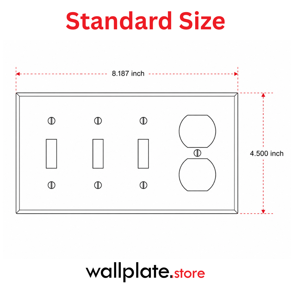 4-Gang with (3) Toggle (1) Duplex, Standard Size, White Painted Metal Wall Plate