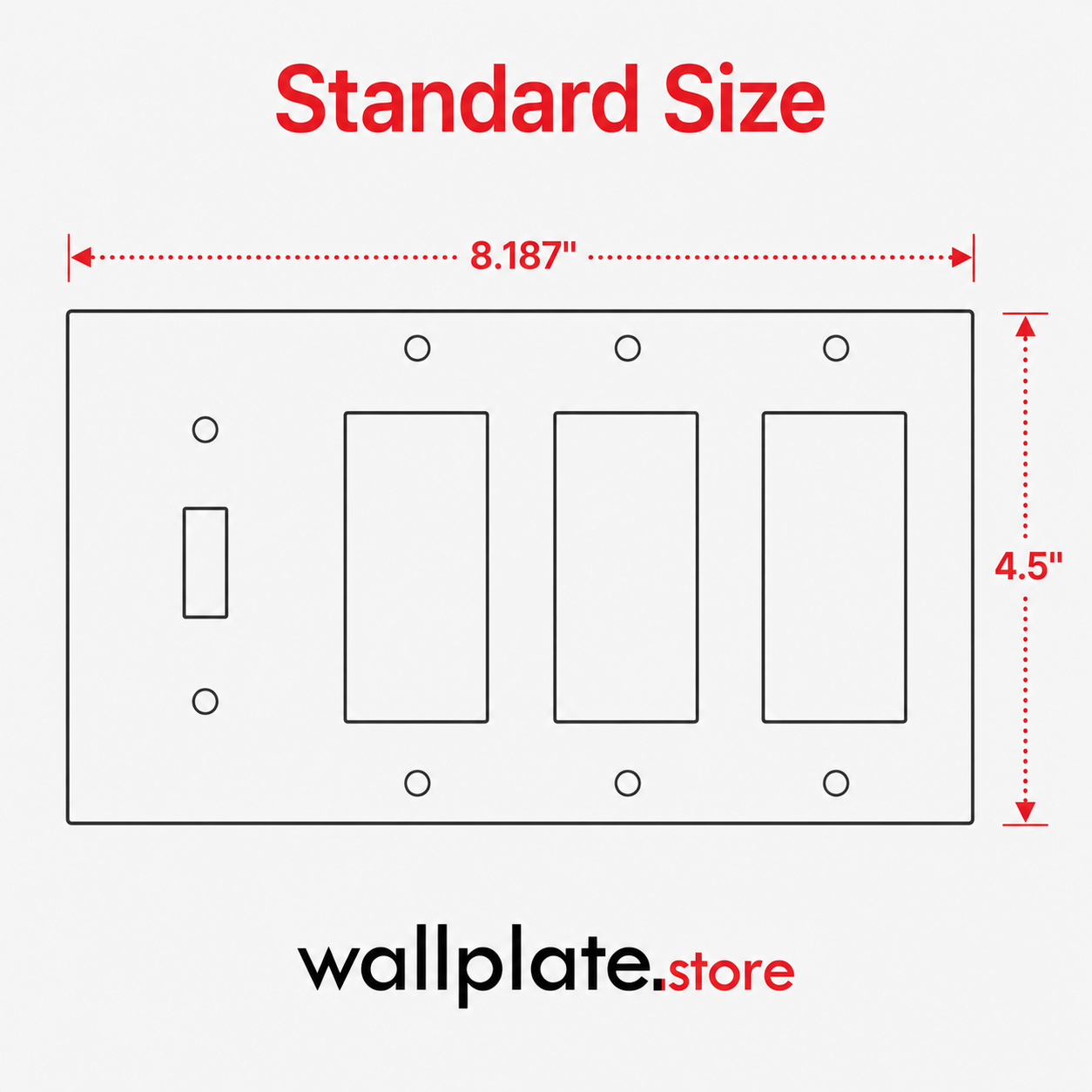 4-Gang, Standard Size, 1 Toggle Switch and 3 Rocker Switches, White Semi-Gloss Finish Wall Plate Outlet Cover - Made in USA