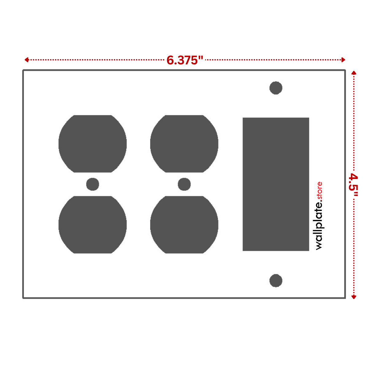 3-Gang, Standard Size, 2 Duplex Receptacles and 1 Rocker/GFI, White Semi-Gloss Finish Plate Cover - Made in USA