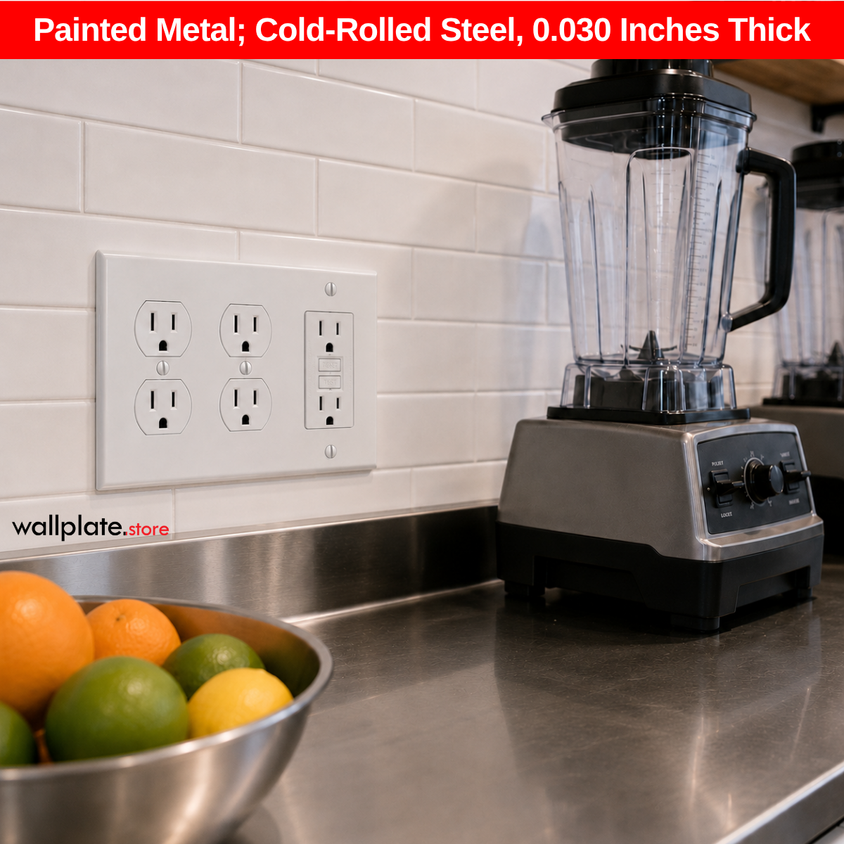 3-Gang, Standard Size, 2 Duplex Receptacles and 1 Rocker/GFI, White Semi-Gloss Finish Plate Cover - Made in USA