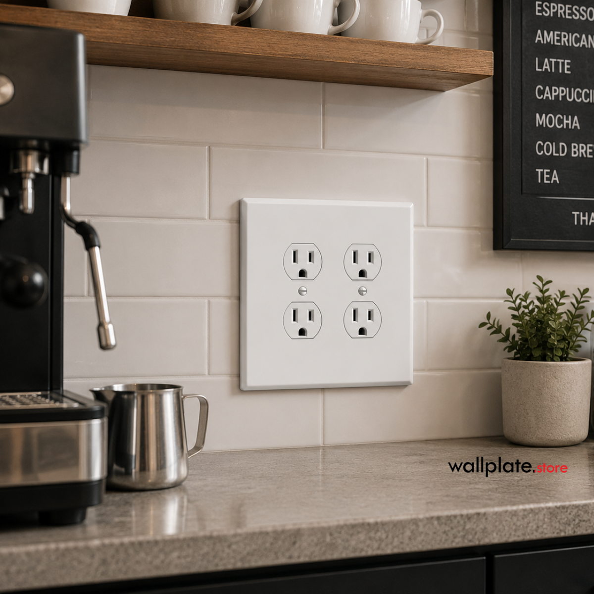 2 Gang Oversized Jumbo White Metal Duplex Receptacle Electric Outlet Cover - Made in USA