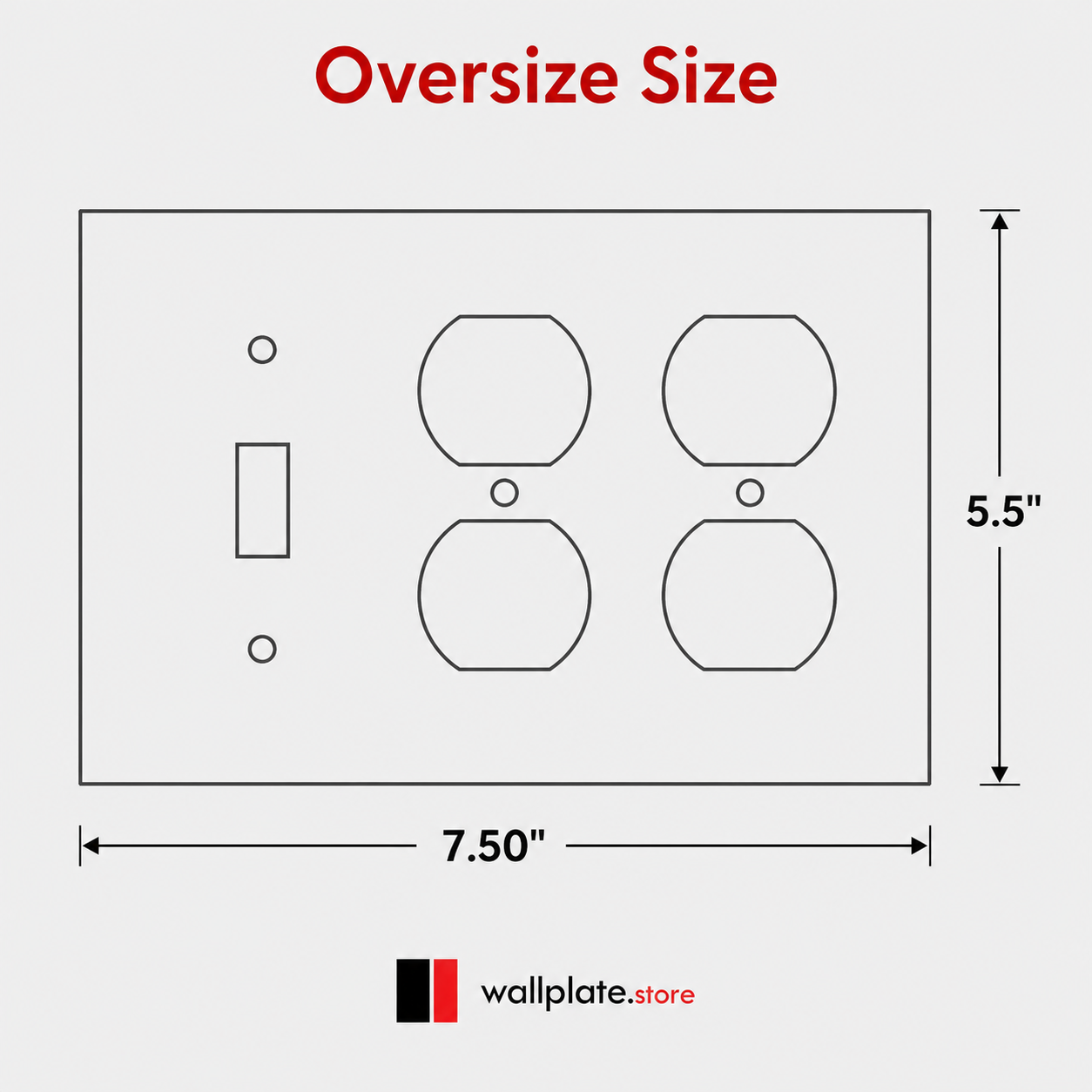 3 Gang Oversized, with 1 toggle and 2 duplex, White Painted Metal Wallplate - Made in USA