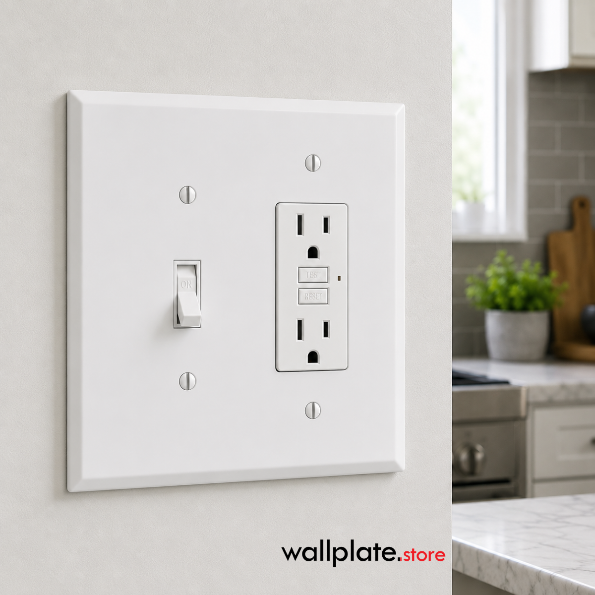 2-gang Jumbo Oversize White Metal Combination Wallplate With 1 Toggle and 1 GFCI/Block/Rocker Decora® Opening