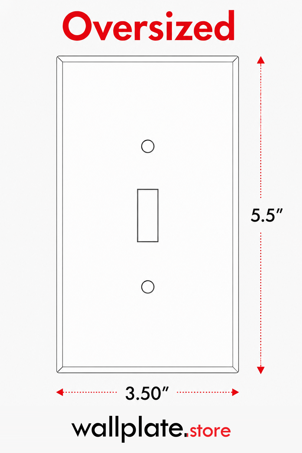 1 Gang Jumbo Oversized Toggle Switch Wall Plate Cover - White Metal - Made in USA