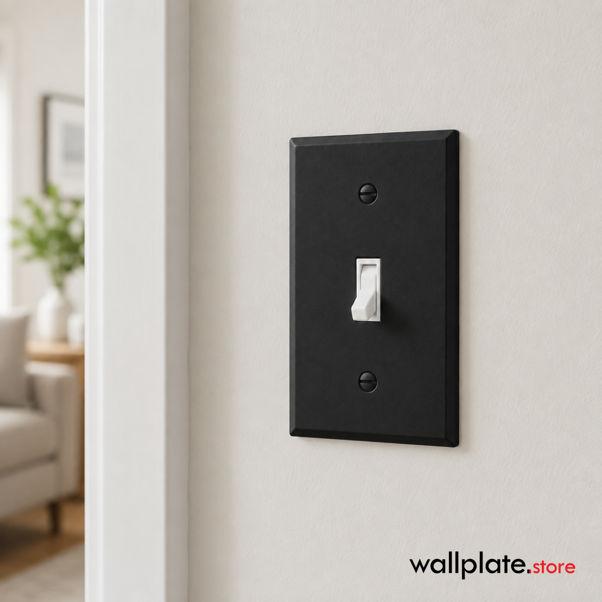 1 Gang toggle, standard size, Black painted metal wallplate