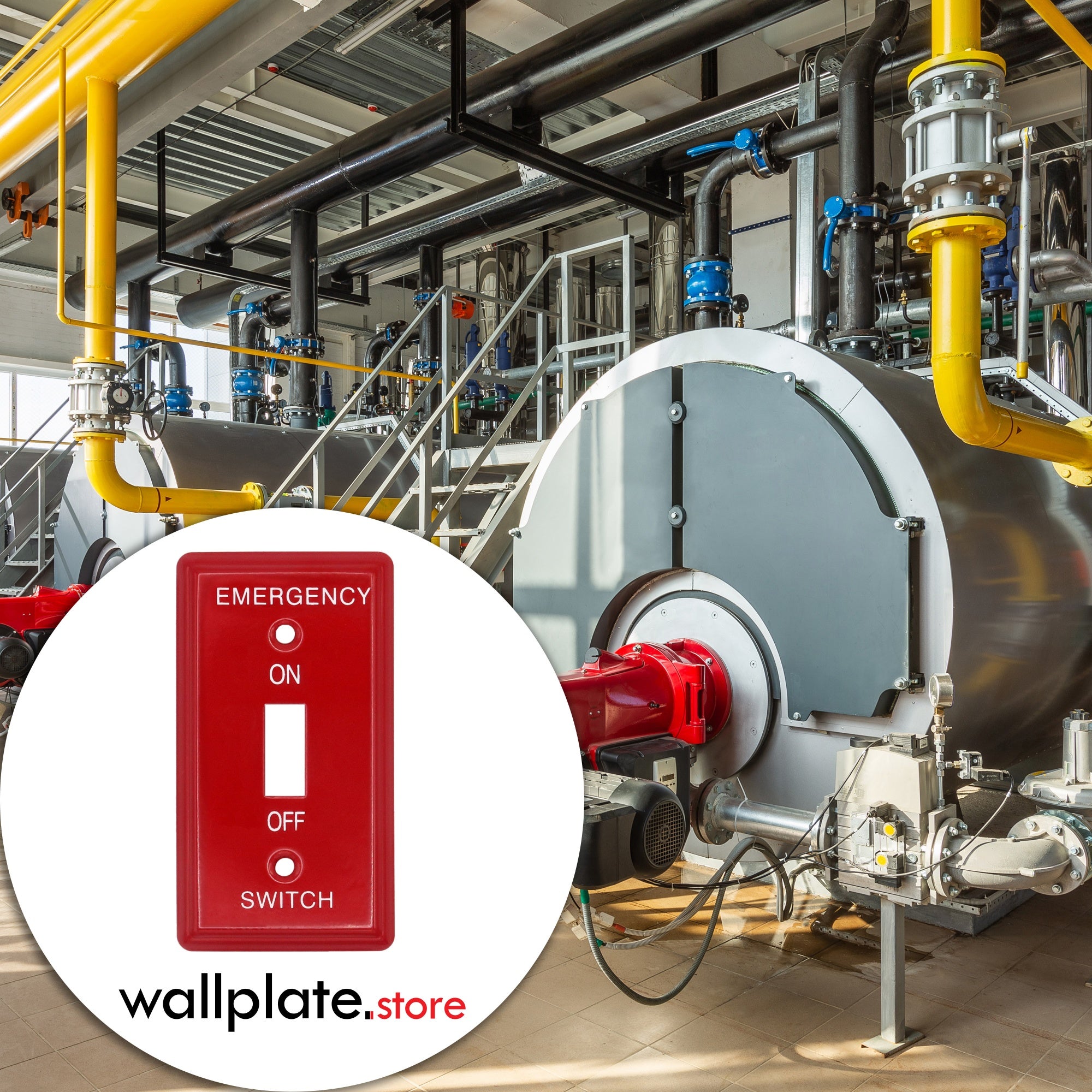 1 Gang Utility Size Red Metal Emergency Toggle Switch Wall Plate