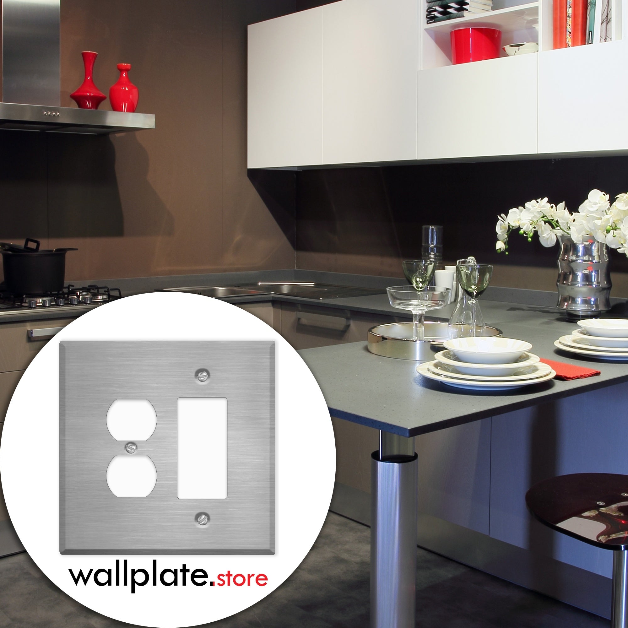 2 Gang Oversized Jumbo Stainless-Steel Duplex / Rocker Switch Plate - Made in USA