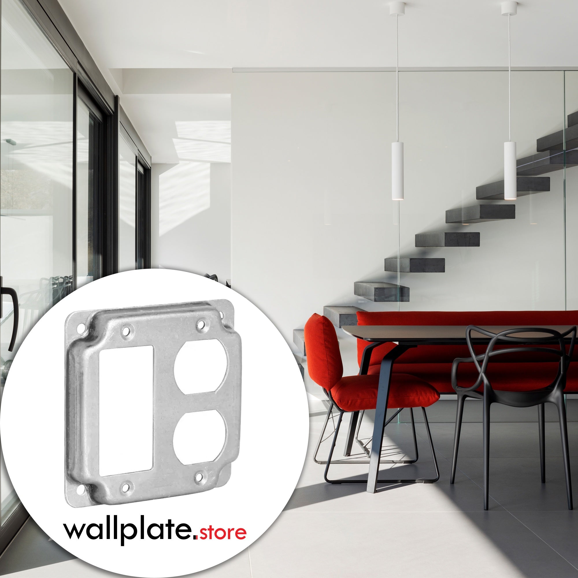 4 inch Square Galvanized Steel Rocker Switch and Duplex Receptacle Electrical Box Cover