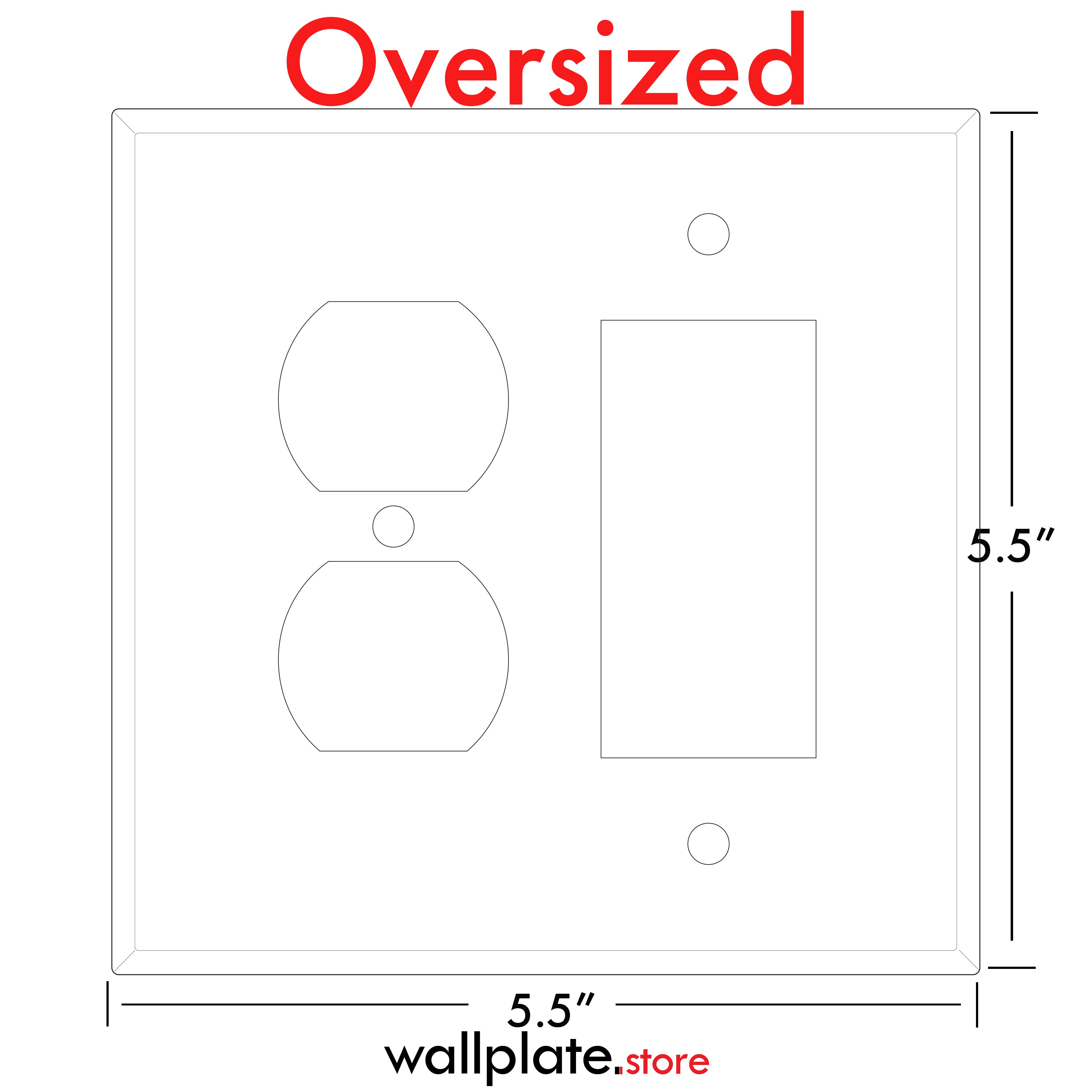 2-Gang Oversize Wall Plate – 1 Duplex + 1 Decora®/Rocker Opening – Painted Metal (White Semi-Gloss, Made in USA)