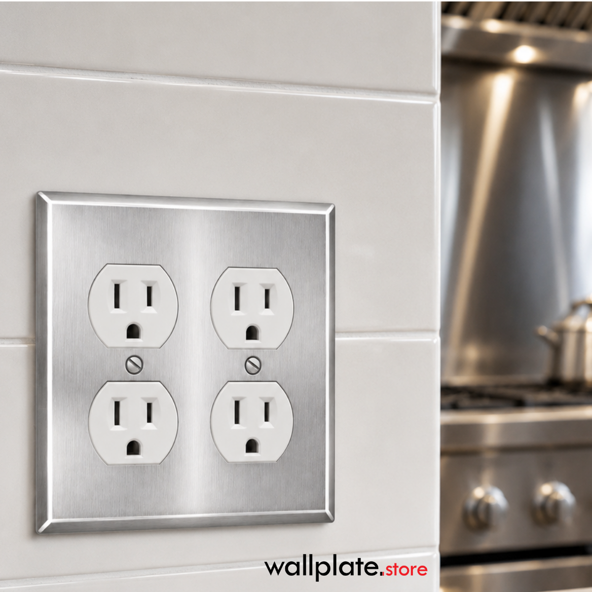 2 Gang Stainless Steel Duplex Receptacle Wallplate Outlet Cover | Made in USA