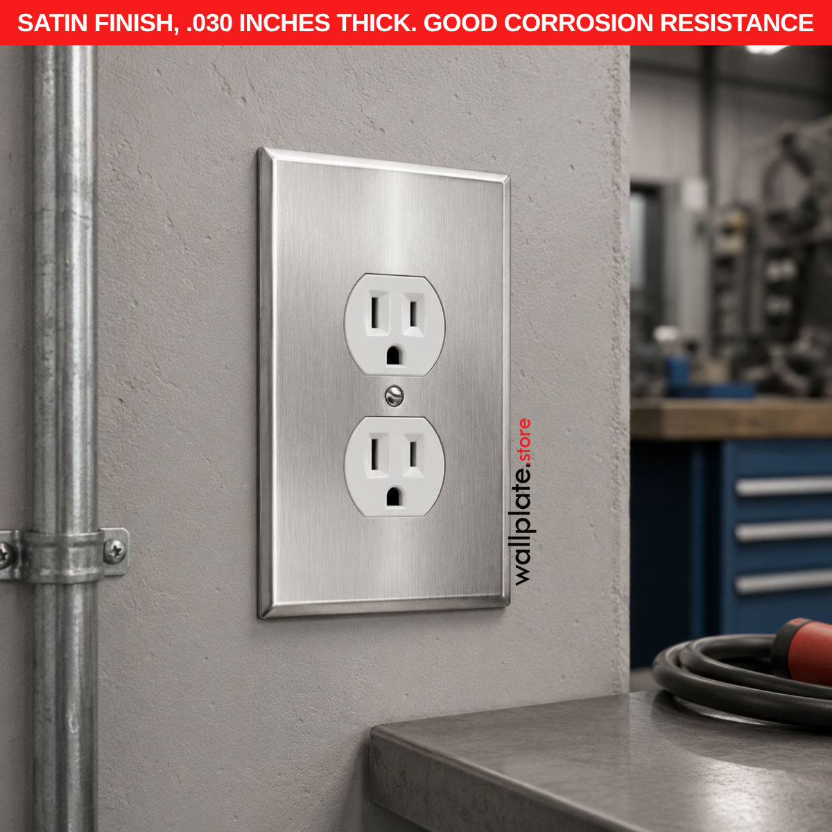 1 Gang Stainless Steel Oversized Duplex Receptacle Cover