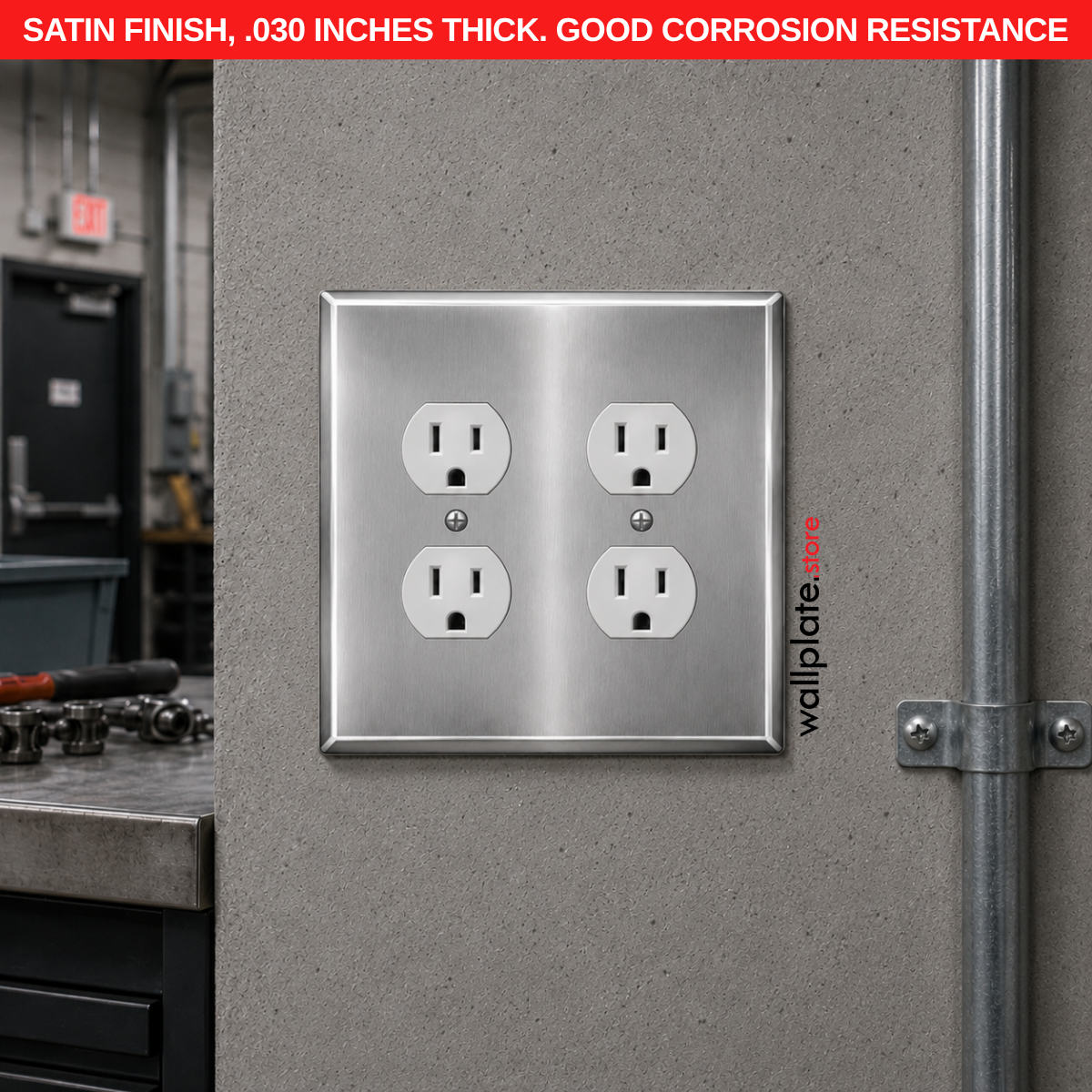 2 Gang Stainless Steel Oversized Duplex Receptacle Wallplate Cover