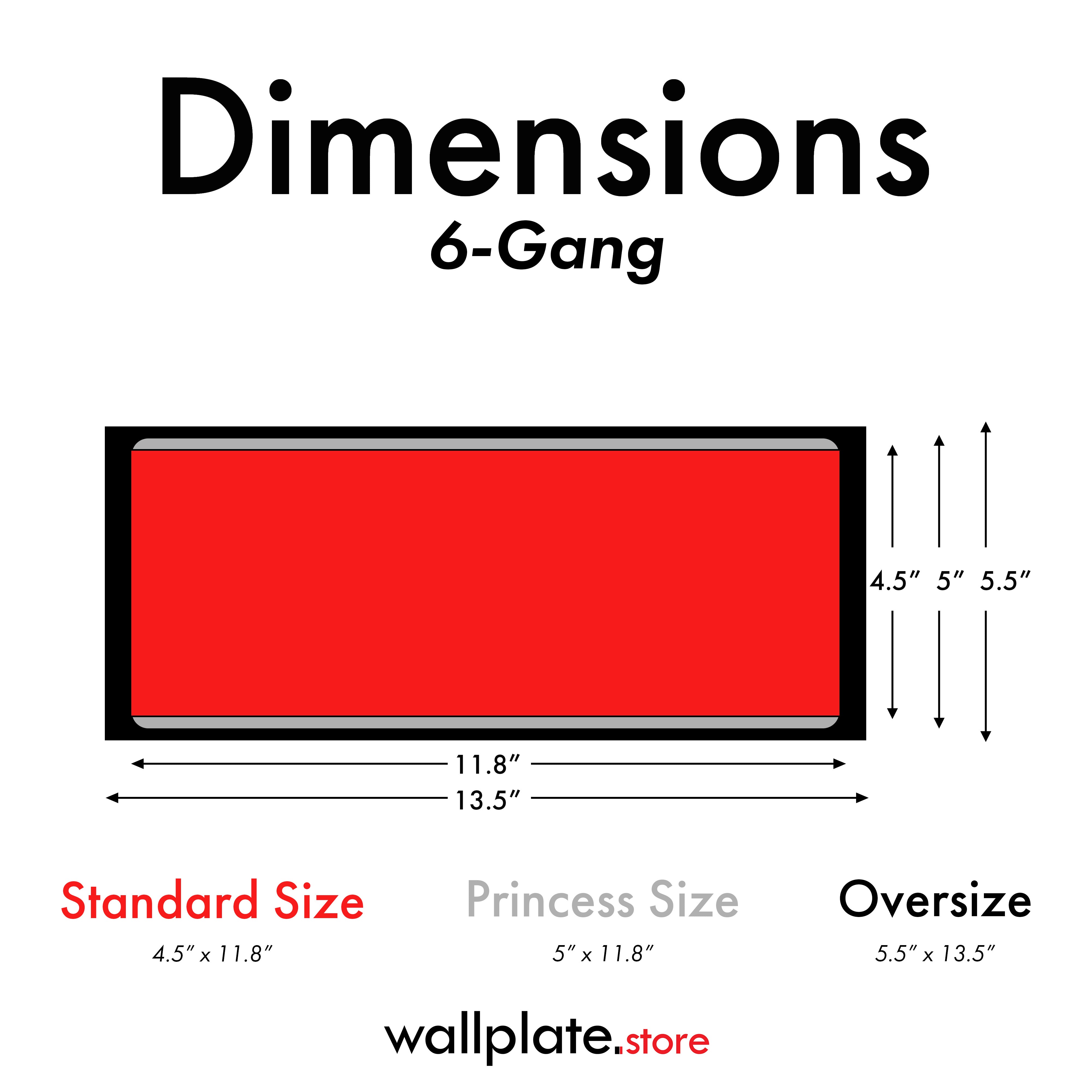 Red 6-Gang Duplex Receptacle Metal Wall Plate — Made in USA