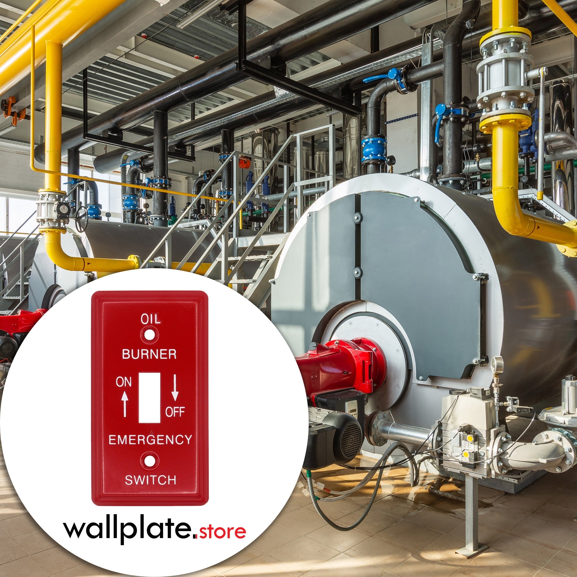 1 Gang Utility Size Red Metal Emergency Oil Burner Wall Plate