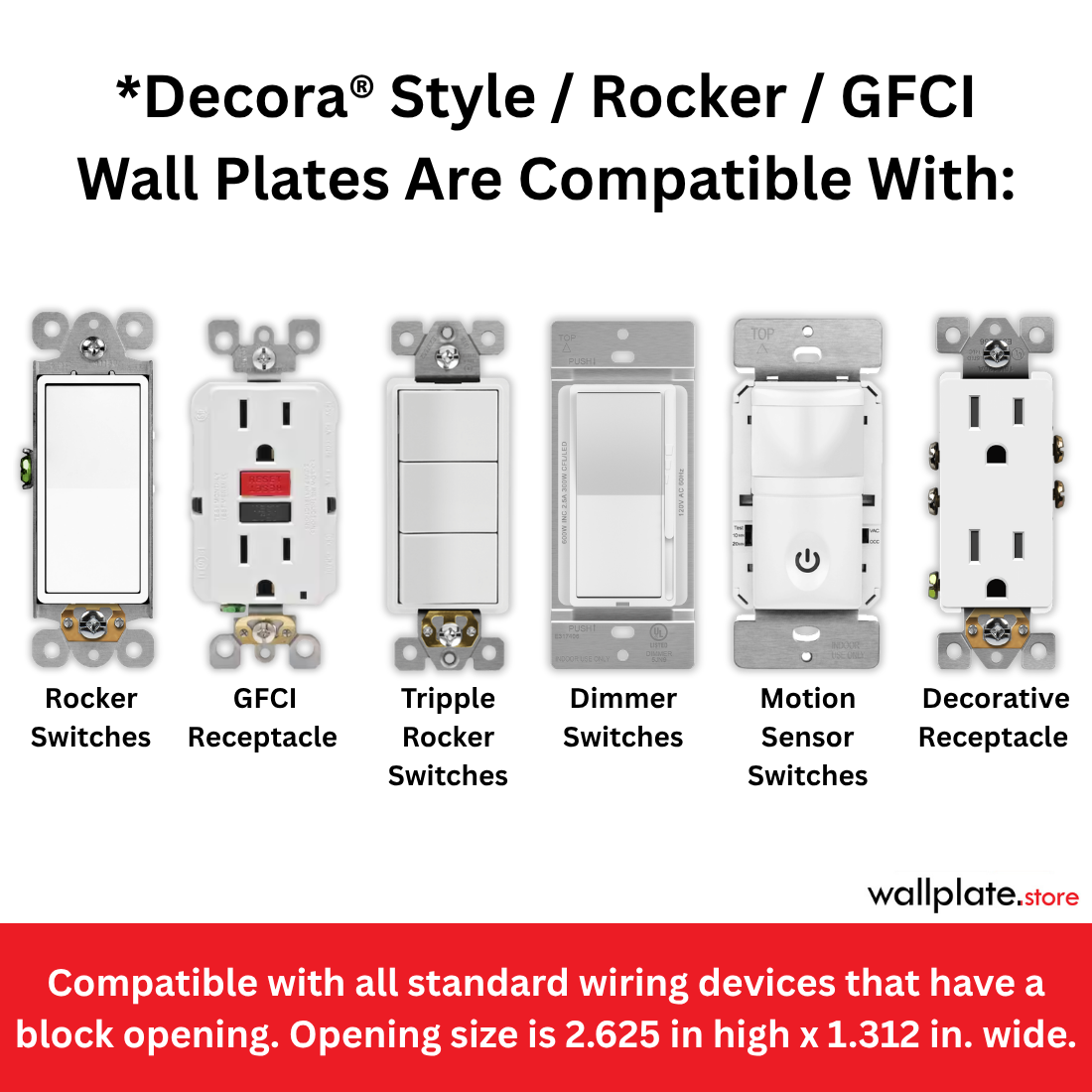 2 Gang Black Metal Wall Plate with 1 Decora® Style GFI/Rocker Centered Opening, Standard Size