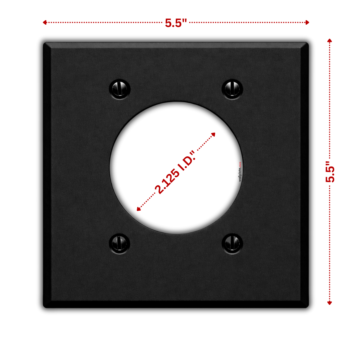 2-Gang Dryer Round Receptacle Opening, Centered Standard Size, Black Painted Metal Wallplate