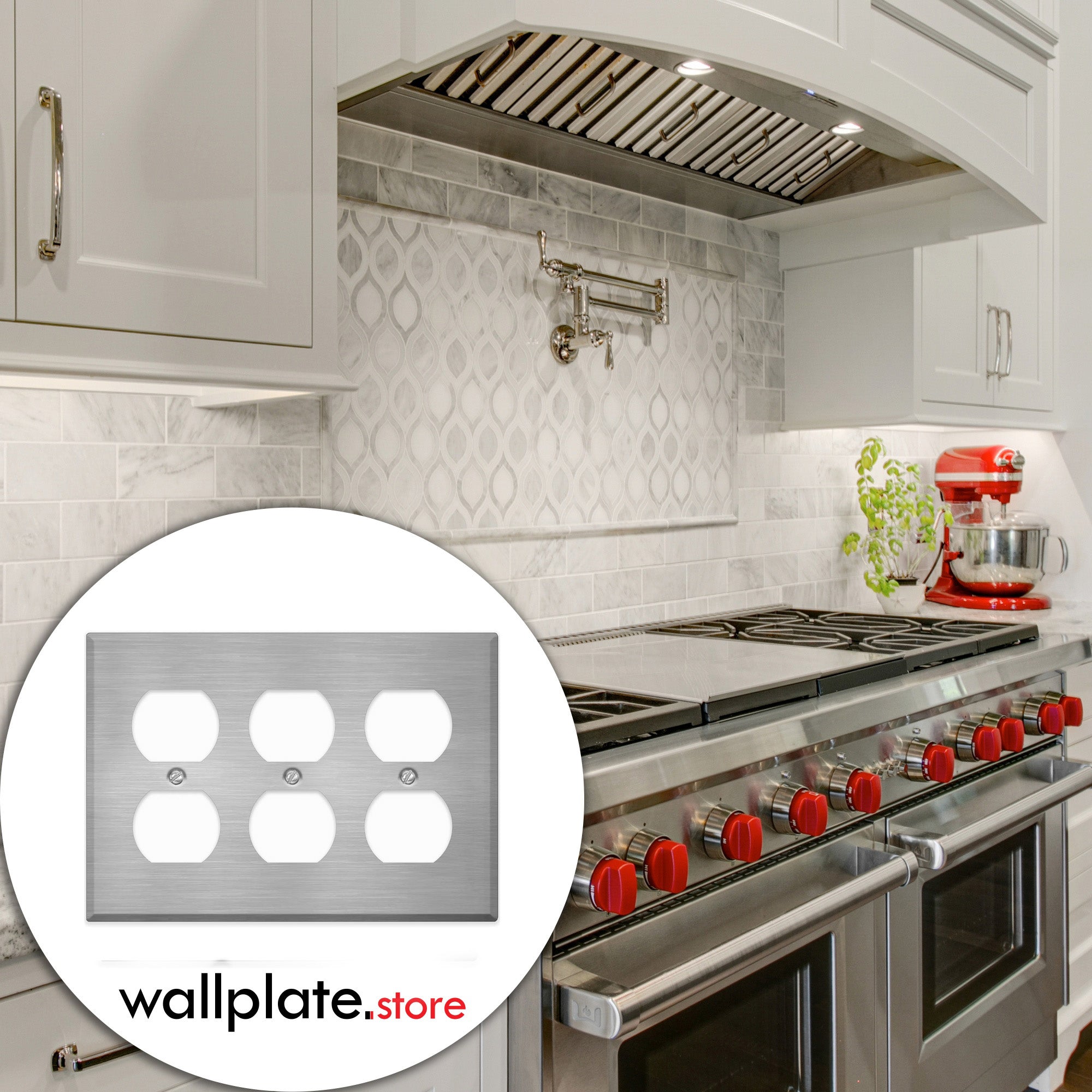 3 Gang Stainless Steel Duplex Receptacle Wallplate Outlet Cover | Made in USA