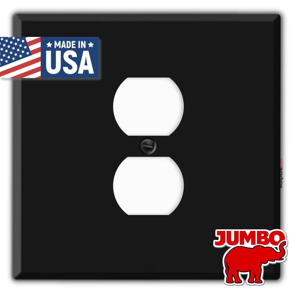 2 Gang with 1 Duplex Centered, Oversize, Black Painted Metal wallplate