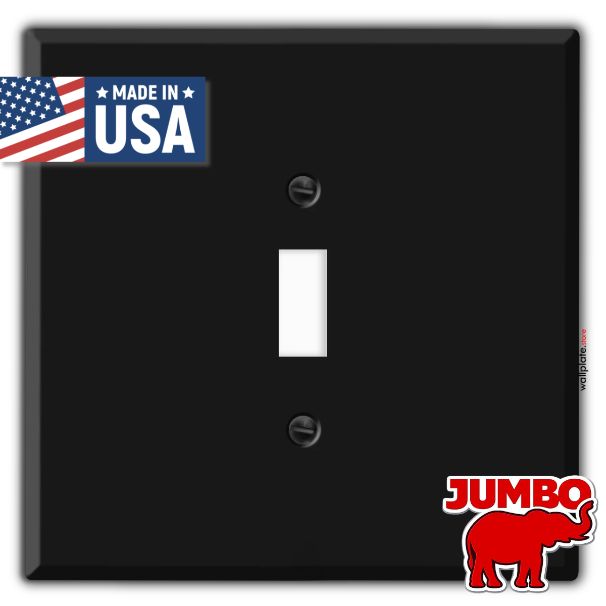 2 Gang with 1 Toggle Centered, Oversize, Black Painted Metal wallplate