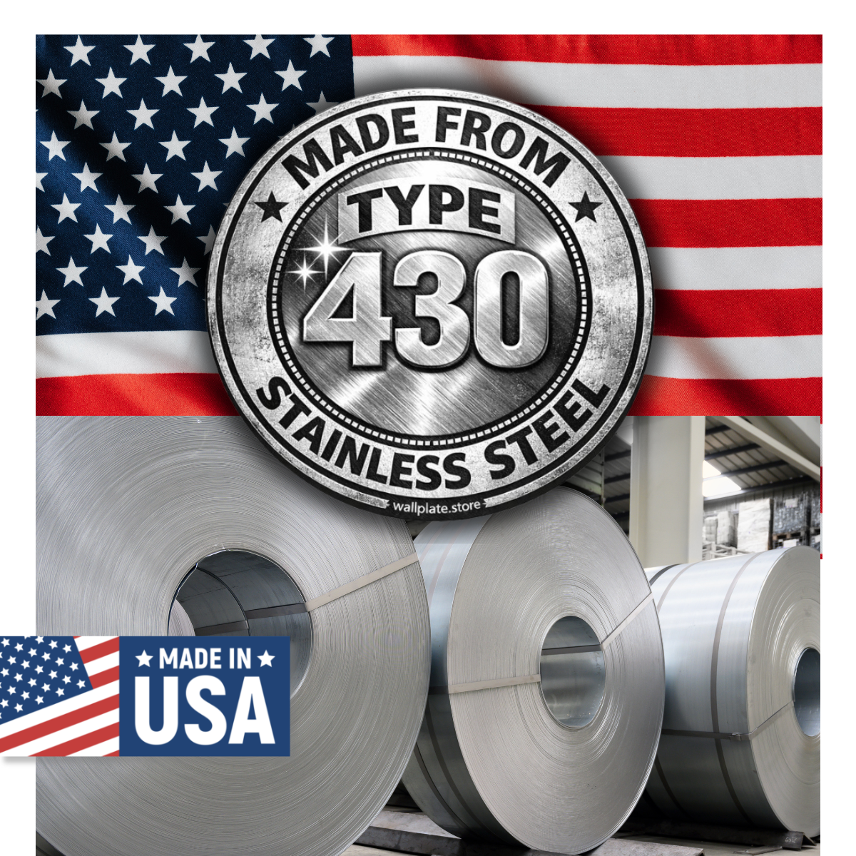 2-Gang Stainless Steel Rocker GFCI Decora® Style Wall Plate, Made in USA