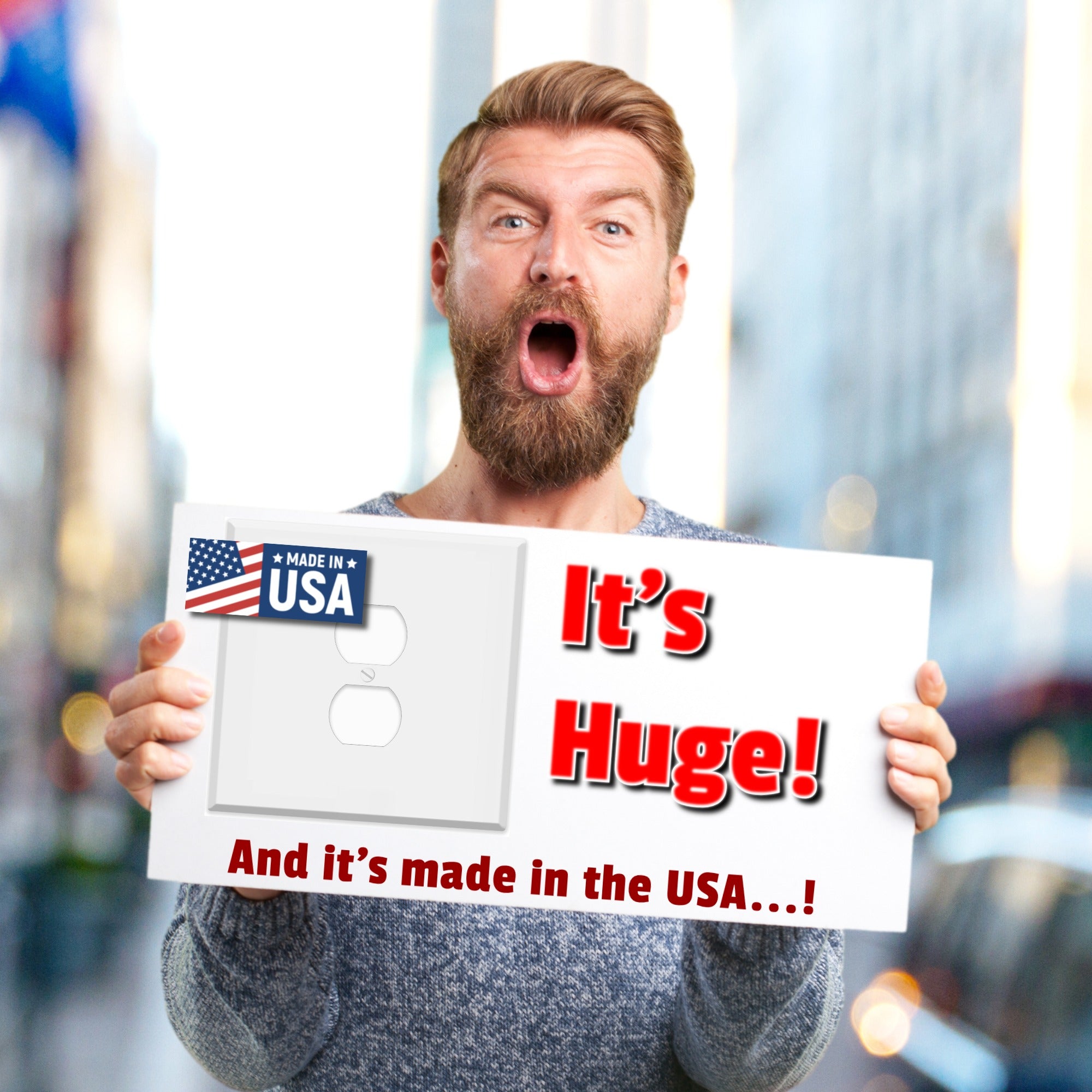 2-Gang With (1) Duplex Receptacle Centered Outlet Opening Wallplate, Oversize, White Painted Metal