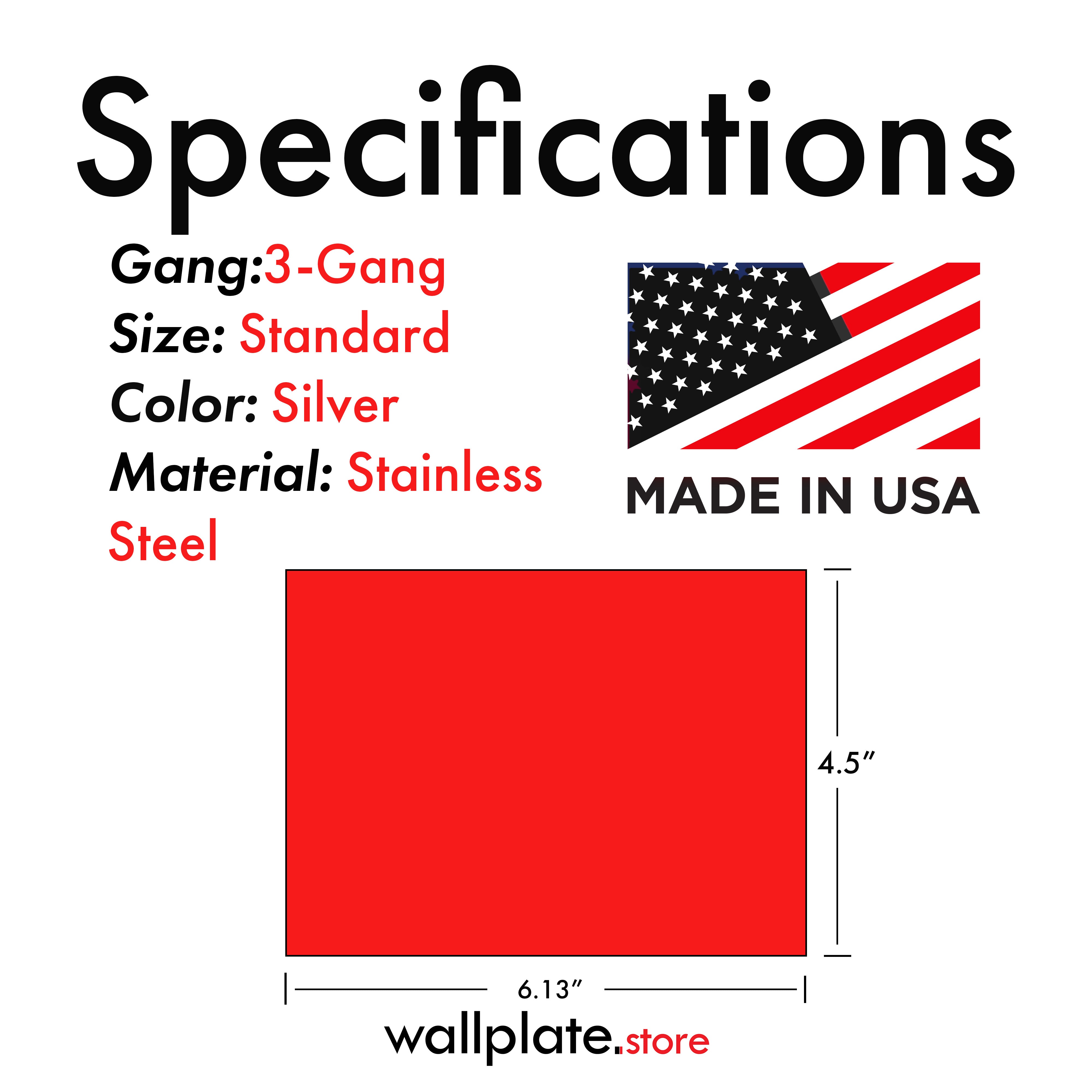 3 Gang Stainless Steel Toggle Switch Wall Plate Cover