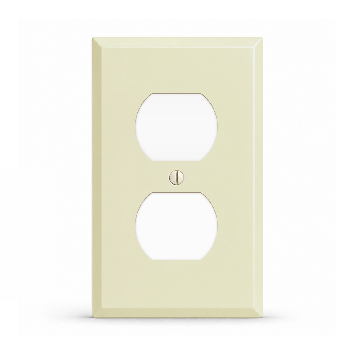 1-Gang, Standard Size, Duplex Opening, Ivory Semi-Gloss Finish, Metal Wall Plate Outlet Cover - Made in USA