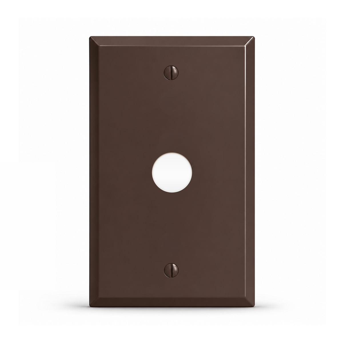 1-Gang, Standard Size, 5/8 in. Round Telephone Opening, Brown Semi-Gloss Finish, Painted Metal Wall Plate Outlet Cover - Made in USA
