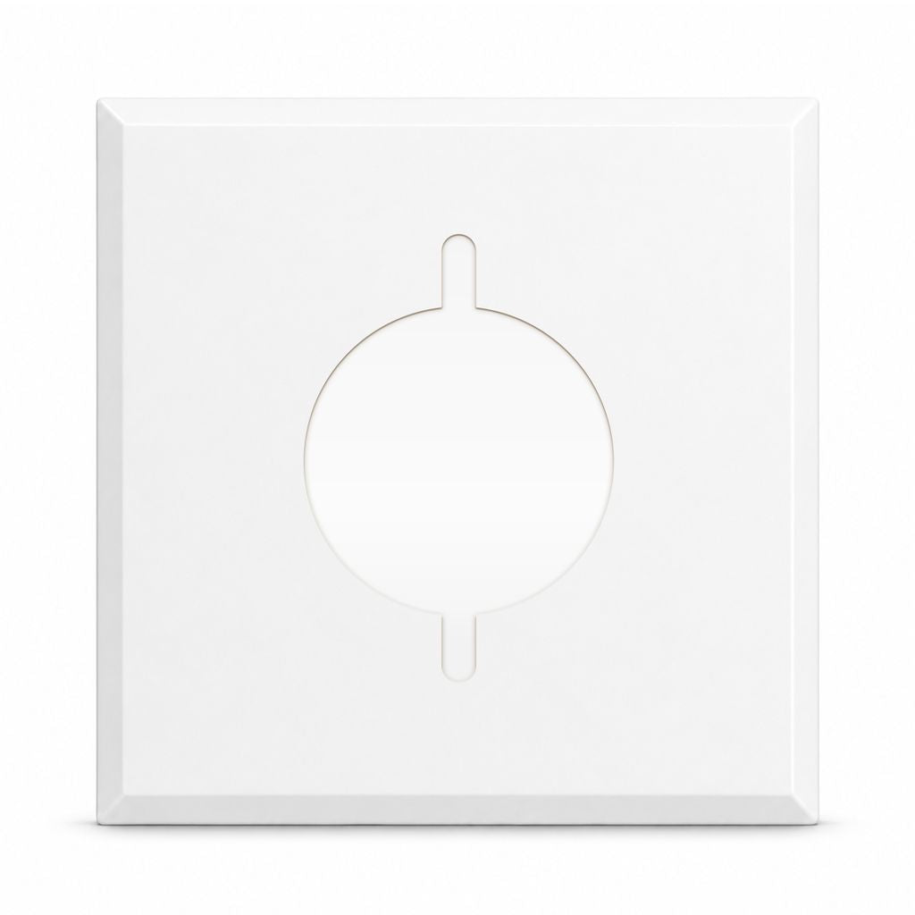 2-Gang, Standard Size, 30/50A 3 Wire Range/Dryer Round Receptacle Opening (2.125 in. ID), Centered, White Semi-Gloss Finish, Painted Metal Wall Plate Outlet Cover - Made in USA