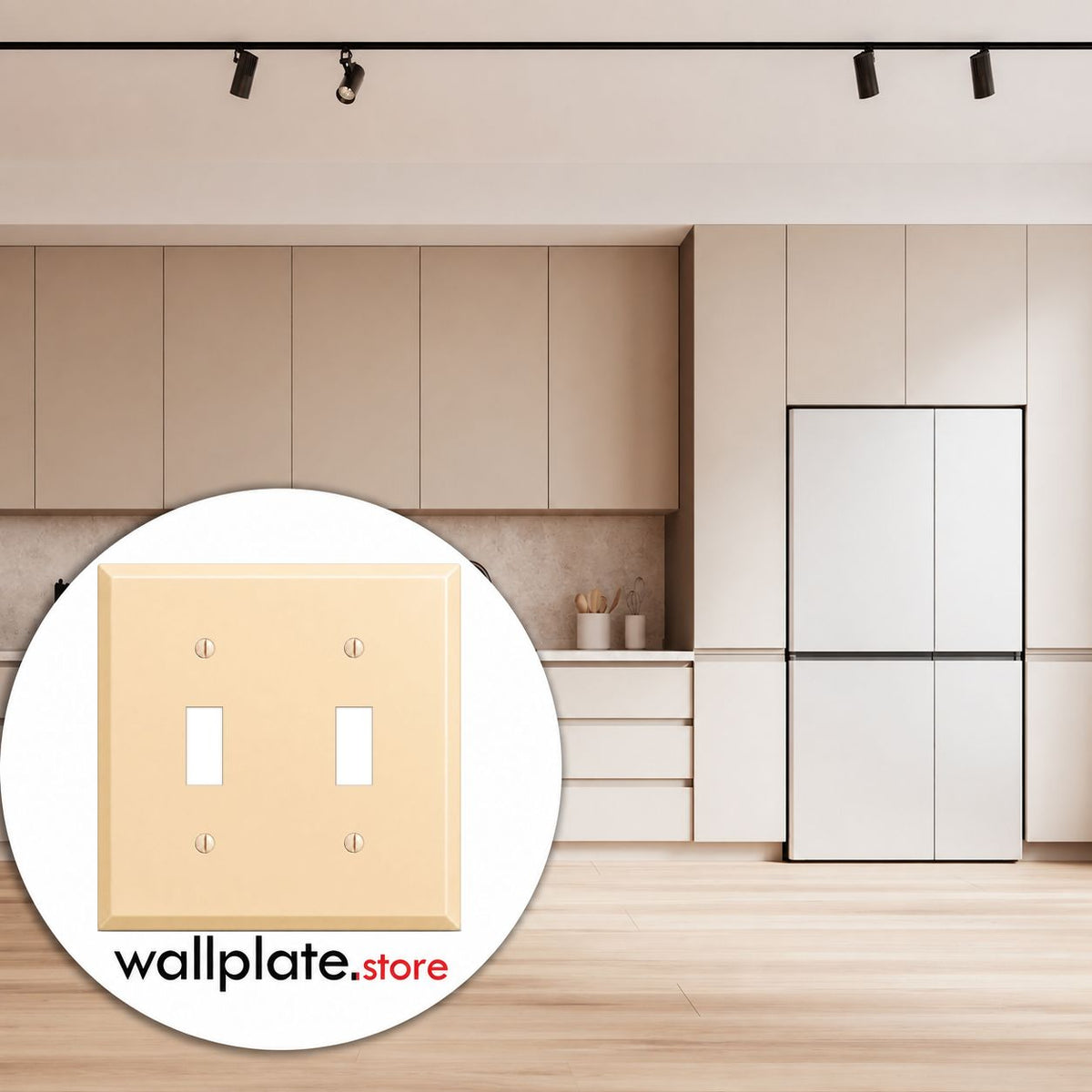 2-Gang, Standard Size, (2) Toggle Openings, Almond Semi-Gloss Finish, Metal Wall Plate Outlet Cover - Made in USA