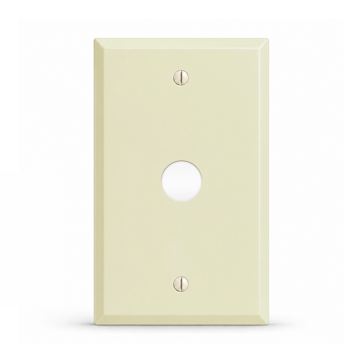 1-Gang, Standard Size, 5/8 in. Round Telephone Opening, Ivory Semi-Gloss Finish, Metal Wall Plate Outlet Cover - Made in USA