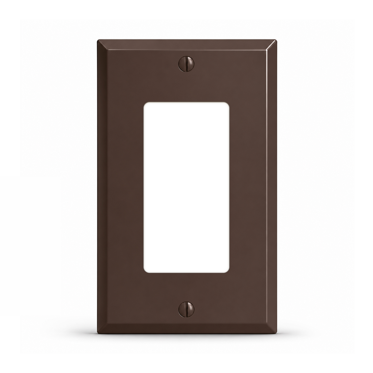 1-Gang, Standard Size, 1 GFI Opening, Brown Semi-Gloss Finish, Painted Metal Wall Plate Outlet Cover - Made in USA