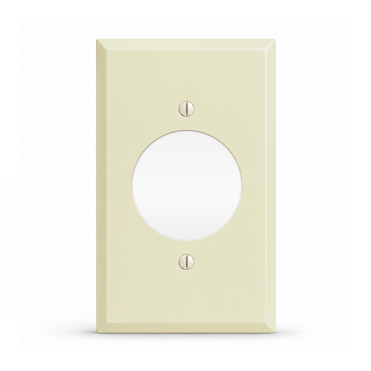 1-Gang, Standard Size, 30A 3 & 4 Wire TL Round Receptacle Opening, Ivory Semi-Gloss Finish, Metal Wall Plate Outlet Cover - Made in USA